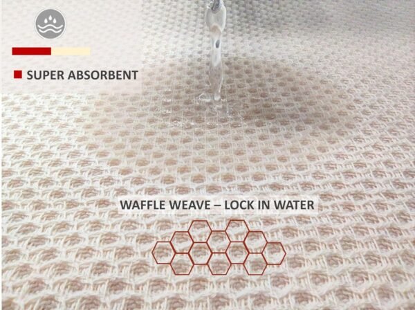 Kitchen Towels 100% Cotton Waffle Weave Dish Towel for Cleaning Drying Dishes Extra Absorbent and Soft, Dish Cloth,13 x 28 in(Beige-4 Pack) - Image 3