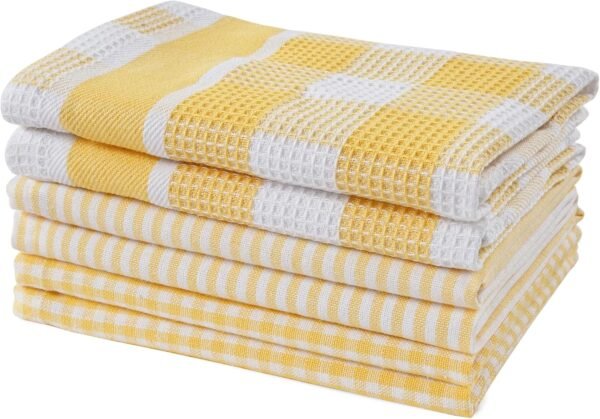 Lane Linen 100% Cotton Kitchen Towels - 6Pack Dish Cloths For Washing Dishes, Ultra Soft Quick Drying Dish Towels For Kitchen, Reusable Kitchen Dish Rags, Absorbent Kitchen Washcloths 12"x12" - Yellow