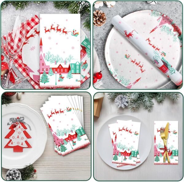Vimorco Napkins Disposable Cloth Napkins, 200 Pack Guest Paper Towels, Cocktail Napkins Soft Absorbent Party Napkins Wedding Napkins for Kitchen, Dinners, New Year Party, Santa Claus Gift Snowman - Image 4