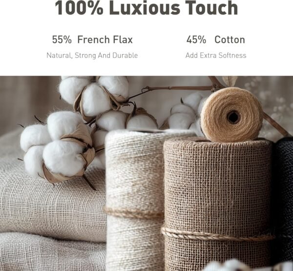 Hyde Lane Luxury Linen Quilt Set King Size, Organic European Flax Cotton Blend Bedding for Bedspread and Coverlet, Box Stitched, with 2 Pillow Shams, 106"x96", Light Grey - Image 3
