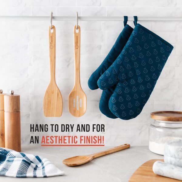 Chef Pomodoro Wooden Cooking Utensils 3-Piece Set, Bamboo | Large 12.5-Inch, Wooden Spatula for Cooking, Kitchen Utensil Set | Wooden Kitchen Frying Set, - Image 4