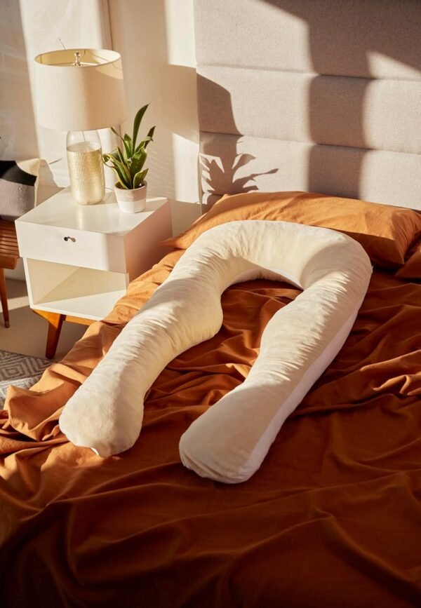YANA Body Pillow | Luxury Pregnancy U Shaped Body Pillow - Organic Bamboo Cotton - Shredded Cooling Gel Fill - Ergonomic Design - Double Sided - Washable - Image 4