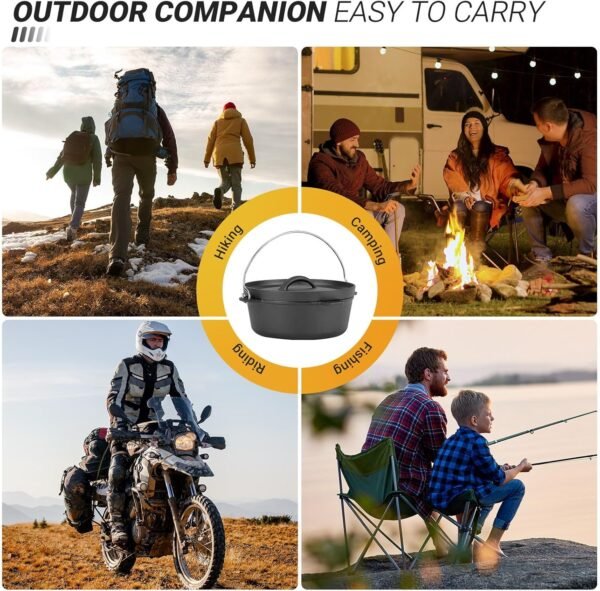 Cast Iron Dutch Oven Pot with Lid, for Small Dishes, Side Dishes, Camping Cookware set, BBQ, Garlic Roaster, 1.5 Quart Pan - Image 5