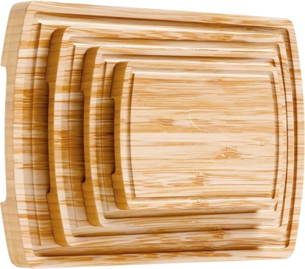 Wood Cutting Board - 4 Piece Bamboo Cutting Board Set, Wooden Cutting Boards for Kitchen with Deep Juice Groove, Side Handles - Wood Chopping Boards for Meal Prep, Meat, Vegetables, and Charcuterie - Image 8