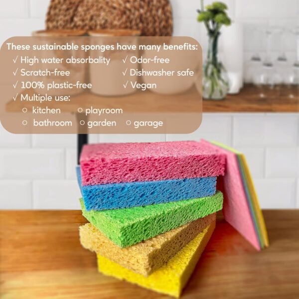 EPLANITA Pop-Up Sponges (5 Pack) Natural Cellulose, Compostable, Scratch-Free Cleaning for Kitchen & Bathroom, Washing Up, Eco Scrub, DIY Crafts - Image 5