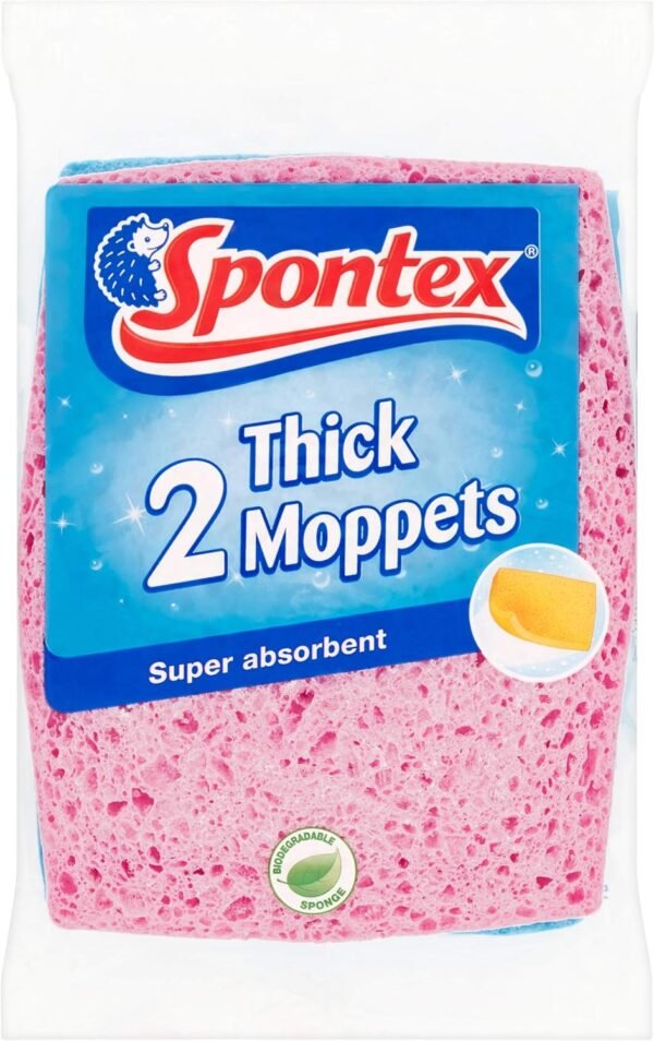 Spontex Thick Moppets, 6 Packs of 2 (Total 12 Sponges) - Image 2