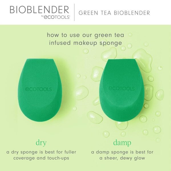 EcoTools Green Tea Bioblender, Compostable Makeup Blending Sponge, For Foundation & Base Coverage, Skin-Calming, Natural Infusion, Cruelty Free & Vegan, Packaging May Vary, 1 Count - Image 6