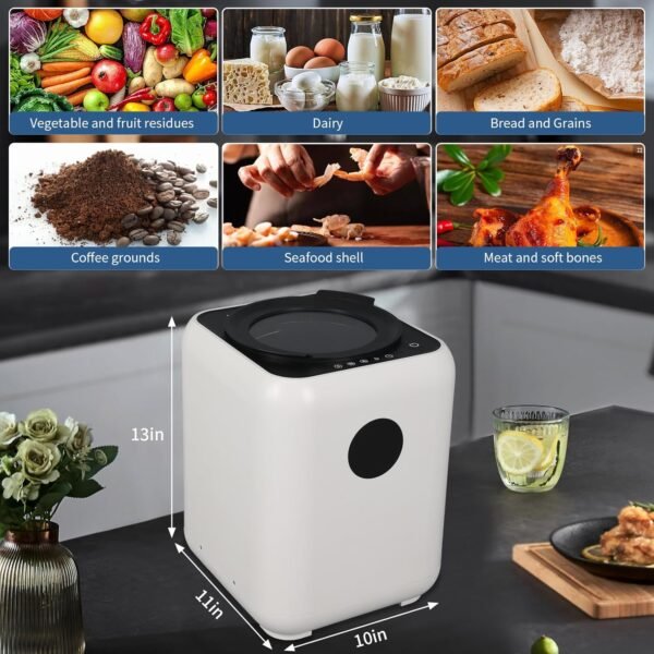 Electric Compost Bin Kitchen | 3L Smart Kitchen Waste Composter | Compost Machine for Apartment Countertop | Food Composter Indoor/Outdoor with 2 Detachable Carbon Filter - Image 7