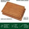 ROYAL CRAFT WOOD Wooden Cutting Boards for Kitchen Meal Prep & Serving - Bamboo Wood Serving Board Set with Deep Juice Groove Side Handles - Charcuterie & Chopping Butcher Block for Meat (3 Pcs) - Image 2