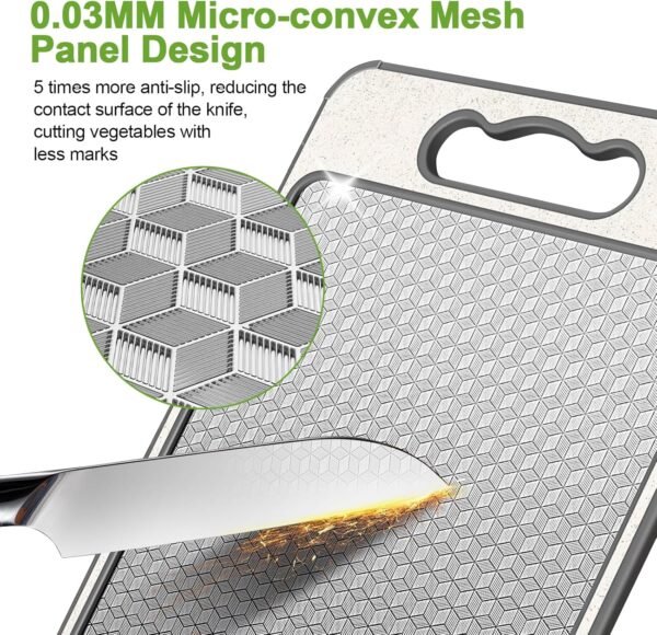 Stainless Steel Cutting Board,Double Sided Meat Chopping Board for Kitchen, Wheat straw pp Large Cutting Board,Scratch-resistant Mesh Design,Dishwasher Safe - Image 2