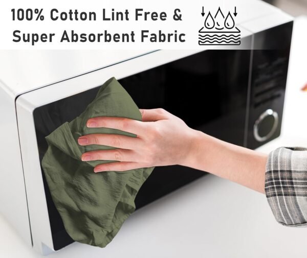 RUVANTI Flour Sack Towels 6 Pack 28"x28", Ring Spun 100% Cotton Flour Sack Dish Towels, Machine Washable, Absorbent Tea Towels - Flour Sack Kitchen Towels for Drying & Cleaning - Martini Olive - Image 4