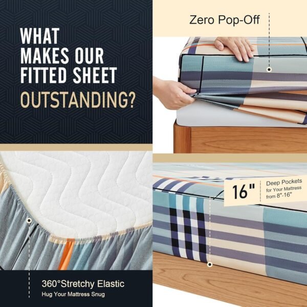 IM HOME Queen Size 4 Piece Sheet Set Organic Cotton Super Soft Luxury Bedding Sets with Deep Pocket - Wrinkle, Fade, Stain Resistant Oeko-Tex Bed Sheet Set - Image 3