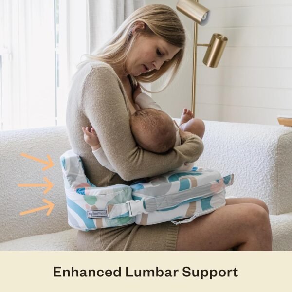 My Brest Friend Organic Cotton Super Deluxe Nursing Pillow - Enhanced Comfort & Ergonomic Breastfeeding Pillow - Ultimate Support For Mom & Baby - Adjustable with Handy Side Pocket, Modern Art - Image 4