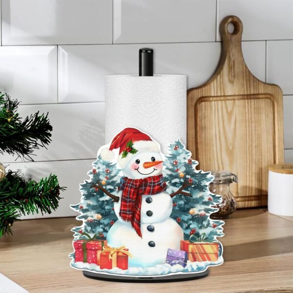 Snowman Paper Towel Holder, Christmas Decoration for Kitchen Home Bathroom, Metal Stand Paper Towel Holder Stand Large, Fall Towels Paper Holder for Countertops Farmhouse Decor - Image 7
