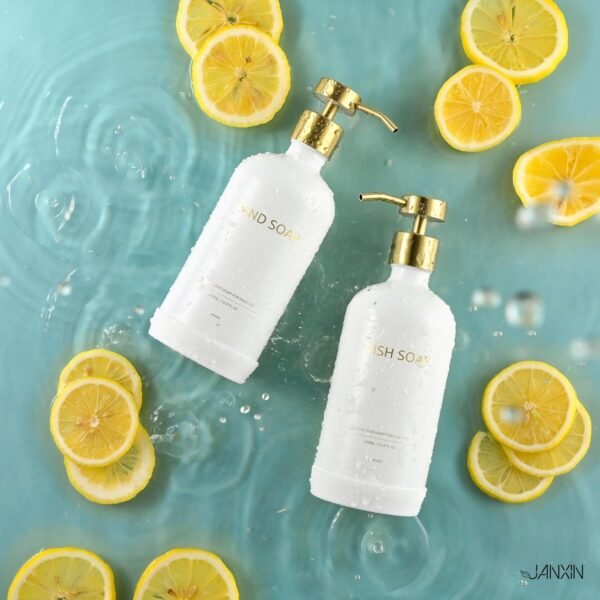 Kitchen Soap Dispenser Set with Non-Slip Protective Silicone Pad,Hand Soap Dispenser for Kitchen and Bathroom Decor, White and Gold Kitchen Accessories (White Bottles + Gold Pumps) - Image 5