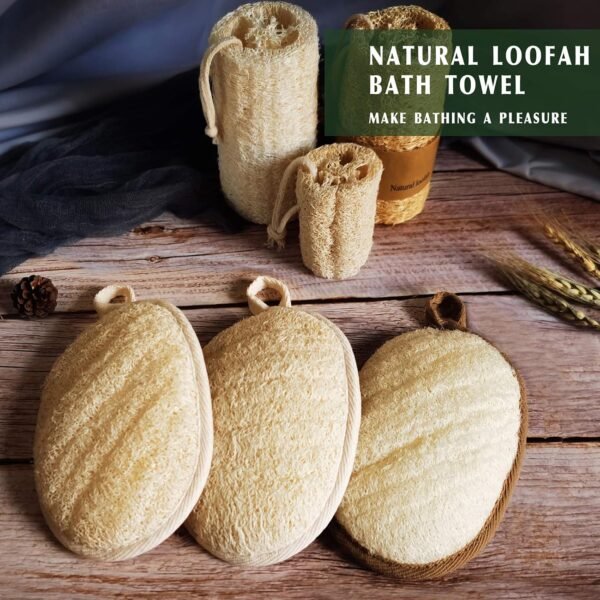 Natural Loofah Sponge Exfoliating(4 Packs),Made with Eco-Friendly and Biodegradable Shower Luffa Sponge, Loofah for Women and Men, Brown - Image 7