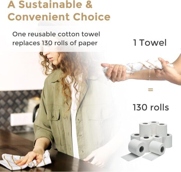 THREAD SPREAD Kitchen Towels Set - Pack of 4 Multiweave Pattern Cotton Dish Towels - 18”x 28” - Kitchen Hand Towels - Absorbent - Dish Towels for Kitchen - Quick Drying Kitchen Towels - Grey - Image 5