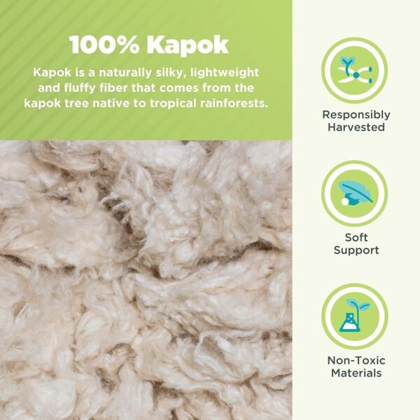 Bean Products Kapok Pillow - 18 x 18 Euro Size, Organic Cotton, Vegan, Premium Quality - Made in USA Neck Bed Body Floor Cushion Insert Couch Throw Bolster - Organic Eco Friendly Fabric and Fill - Image 3