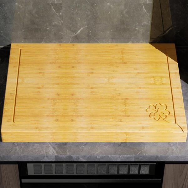 Noodle Board Stove Cover, Wellrain Bamboo Cutting Board Stove Top Cover with Handles for Electric Stovetop Gas Burners RV Sink Cover (Lucky Clover Design) - Image 8