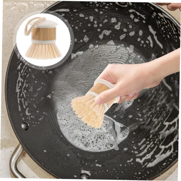 CRAFTHROU Dish Scrubber Cleaning Pan And Vegetable Natural Palm Pot Brush Round Dish Brush Washing Scrubber For Kitchen Sink Cleaning White - Image 8