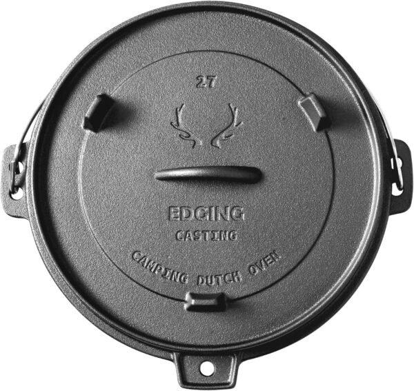 Pre-Seasoned Cast Iron Dutch Oven With Skillet Lid, Outdoor Camping Deep Pot for Camping Fireplace Cooking BBQ Baking Campfire, Leg Base, 4.5 Quart - Image 5