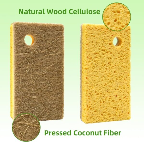 Natural Sponge 4 Pack - Eco Friendly Kitchen Sponges for Sustainable Living | Biodegradable Plant Based Cleaning Dish Sponge,6.5" x 3.5" x 0.8" - Image 7