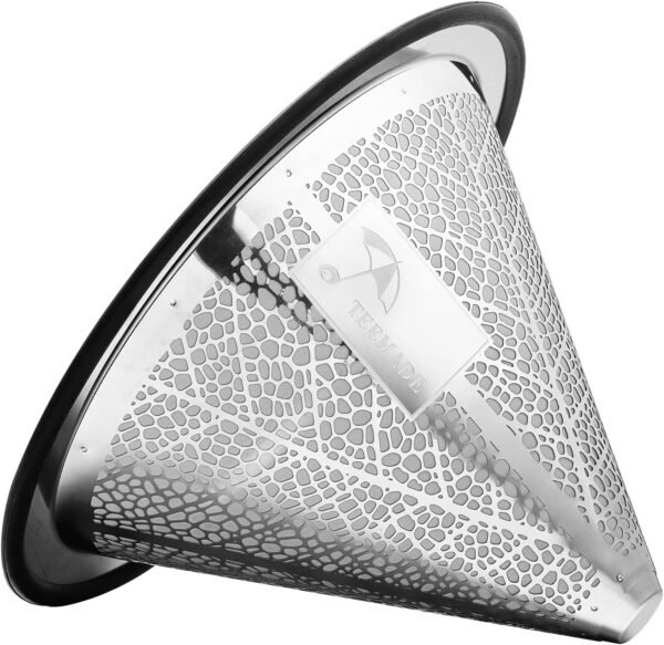 Pour Over Coffee Filter,Reusable 304 Stainless Steel Coffee Dripper,Wide Metal Base Perfect for Chemex Hario V60 Bodum & Other Coffee Makers Paperless Coffee Filter for Sustainable Brewing By TEEMADE