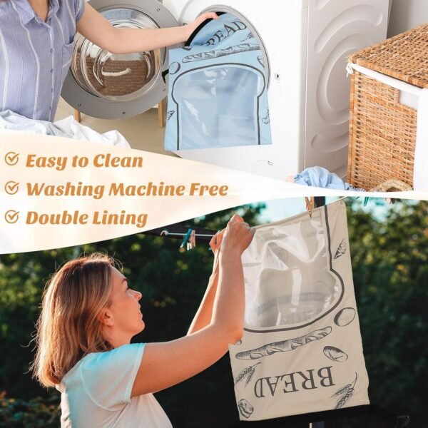 2 Packs Bread Bags for Homemade Bread, Zipper Reusable Bread Bags 17x12inch, Sourdough Bags with Transparent Window, Freezer Safe Bread Storage Bag, Bread Container Bread Loaf Bags - Image 4