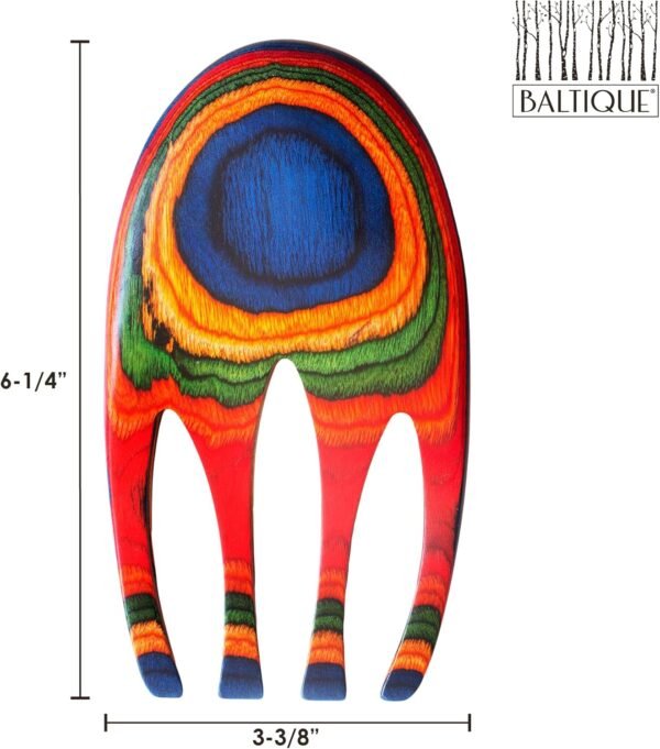 Baltique Marrakesh Collection Salad Hands Serving Utensil Set, Colorful Wooden Salad Servers - Image 7