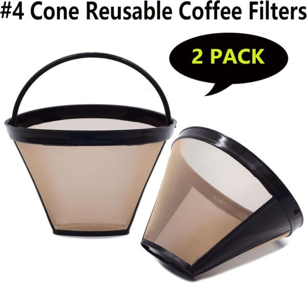 Reusable #4 Cone Coffee Filters Basket Replacement for Cuisinart Coffee Makers(2 Reusable Filters) - Image 7