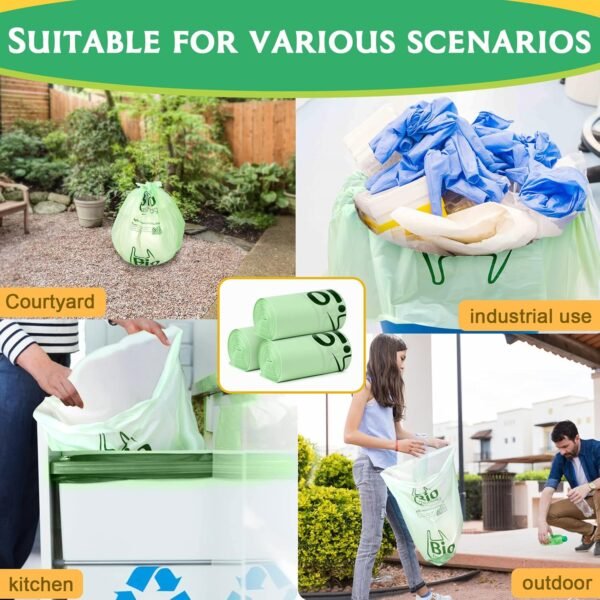 13 Gallon Compostable Trash Bags Biodegradable, Tall Kitchen Large Garbage Bags, 100 Count, Heavy Duty 49.2 Liter, Compost Food Waste Bags, US BPI and Europe OK Compost Home Certifi - Image 5