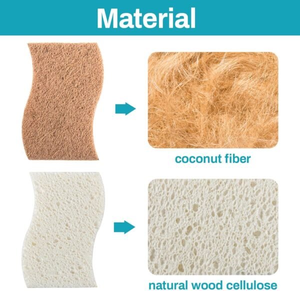 10PCS Natural Sponges for Dishes - Biodegradable Sponges Kitchen Eco Friendly Dish Sponge Non-Scratch Sponges for Cleaning Kitchen - Image 3