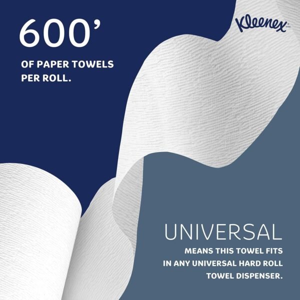 Kleenex® Hard Roll Paper Towels, Bulk (50606), 1.75" Core, with Premium Absorbency Pockets, White (600'/Roll, 6 Rolls/Case, 3,600'/Case) - Image 7