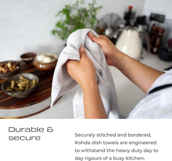 Premium Silver Infused Kitchen Towels - 100% Organic Cotton Dish Towels - Odor Controlled Tea Towels (Pack of 4) Absorbent Kitchen Hand Towels Gray - Image 5