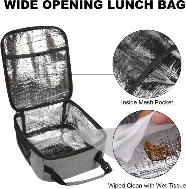 Femuar Lunch Box for Men Women Adults, Small Lunchbox for Work Picnic - Reusable Lunch bag Portable Lunch tote, Grey - Image 4