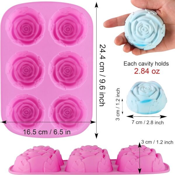Rose Silicone Molds - 2 Pack Handmade Large Rose Flower Soap Mold - Food Grade DIY Bar Mould for 3D Soap, Mousse, Muffin, Cake, Chocolate, Jelly, Resin, Candle - Just Pop Out & Dishwasher Safe - Image 6