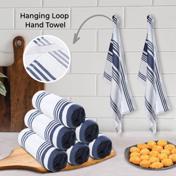 Urban Villa Kitchen Towels (20x30 Inches 6 Pack) Extra Large Premium Dish Towels for Kitchen Blue & White Dish Cloths Highly Absorbent 100% Cotton Kitchen Hand Towels with Hanging Loop Tea Towels - Image 4