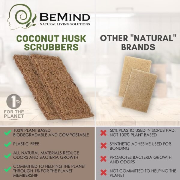 Coconut Husk Scrubber(3) Coconut Scouring Pads|Natural Dish Scrubber|Coconut Dish Scrubber|Eco Friendly Dish Scrubber|Coconut Scrubber|Coconut Husk Sponge|Coconut Husk Scouring Pad|Non-Scratch - Image 3
