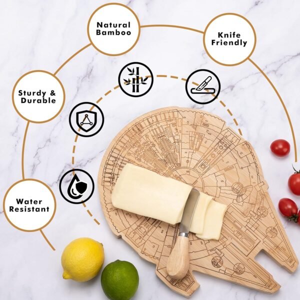 Bamboo Engraved Cutting Board Set, Handmade Bamboo Cutting Board with Holder, Wood Charcuterie Board with Cheese Knives, Kitchen Chopping Boards for Dad, Unique Christmas Gifts for Men - Image 4