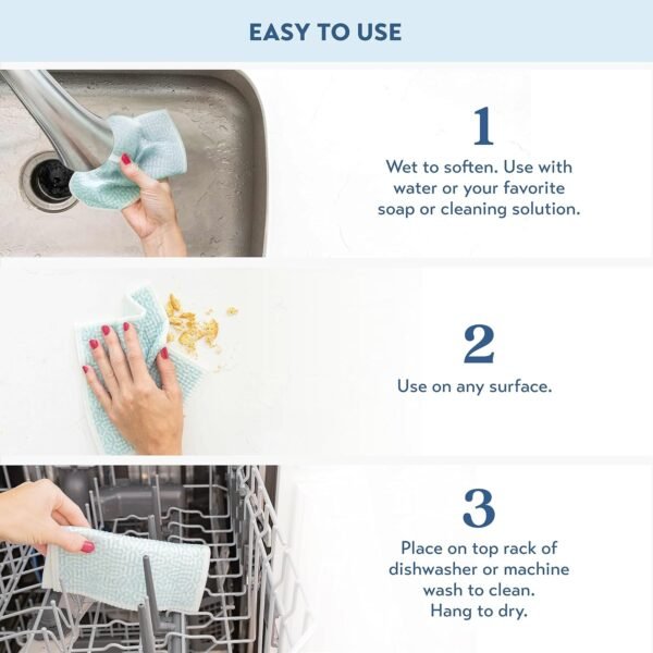 ELYN Swedish Dishcloths, Reusable & Washable Sponge Cloths, Absorbent Cleaning Paper Towels for Kitchen, Dishes, Counters and More, 5 Pack, Assorted Magnolia & Gingham Patterns - Image 4