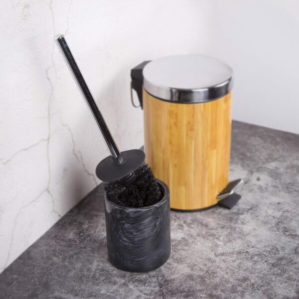 Creative Home Natural Black Marble Toilet Ball Brush and Holder Set with Silicone Cover Compact Storage Scrubbing Brush for Bathroom Cleaning, 4.3" Diam. x 14.5" H, Black - Image 6