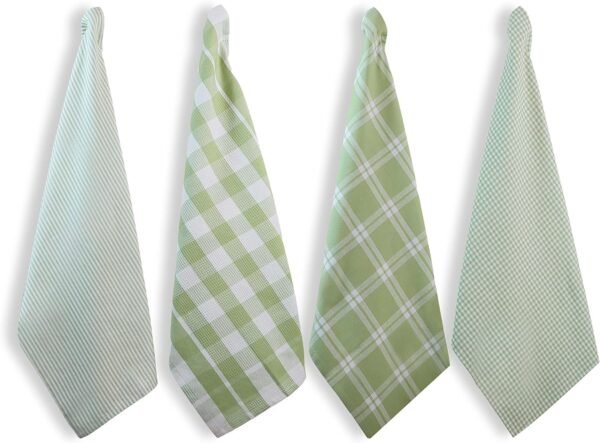 LANE LINEN Kitchen Towels Set - Pack of 4 Cotton Dish Towels for Drying Dishes, 18”x 28”, Kitchen Hand Towels, Absorbent Tea Towels, Dish Towels for Kitchen, Quick Drying Kitchen Towels - Sage Green - Image 3