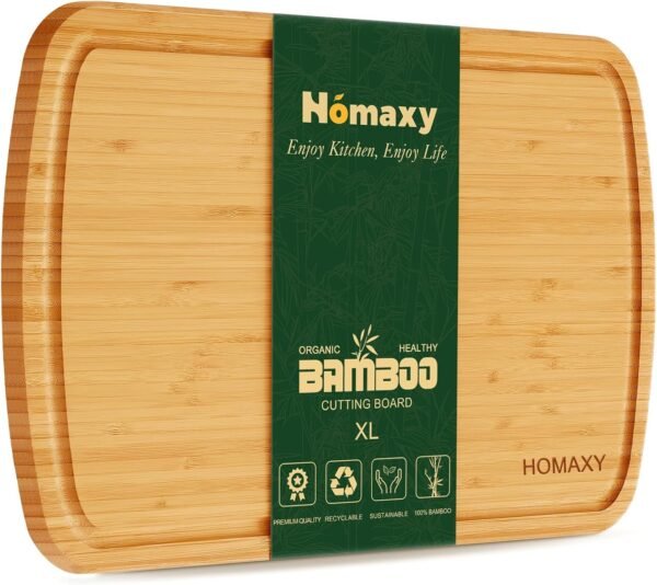 Homaxy Extra Large Bamboo Cutting Boards for Kitchen, 18x12.5" Wood XL Cutting Board with Juice Groove, Butcher Block Wooden Chopping Board for Kitchen, Meat, Cheese, Fruit & Vegetables - Pre Oiled