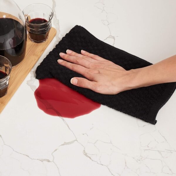Kitchen Towels - Dish Towels and Dish Cloths - Hand Towel and Dishcloths Sets - 100% Soft Ring Spun Combed Cotton - Great for Cooking in Kitchen or Household Cleaning - Size 15" x 25" (Black, 12) - Image 3