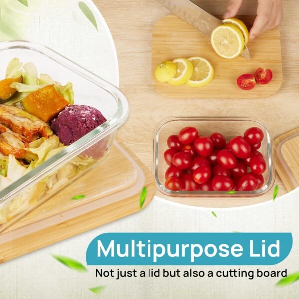 Vtopmart Glass Food Storage Containers with Bamboo Lids, 4 Pack Meal Prep Glass Containers Bento Lunch Box, Safe for Microwave, Oven, Freezer and Dishwasher, BPA Free - Image 2