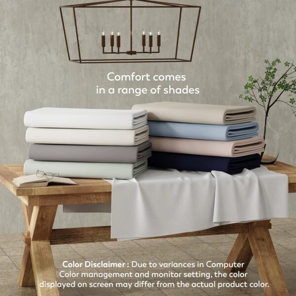 Organic 100% Cotton Light Ivory Full Size Bed Sheets, Percale Weave Cotton Sheet Set for Full Size Bed, Crisp, Cooling & Breathable Bed Sheets, Fits Mattress Upto 16" Deep Pocket - Image 3