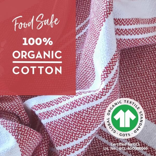 Country Trading Co. Big Thirsty Dish Towels - Organic Cotton Super Absorbent Kitchen Towels, Set of 4 – Soft Weave Machine Washable Tea Towels - 25” x 19” (Red) - Image 4