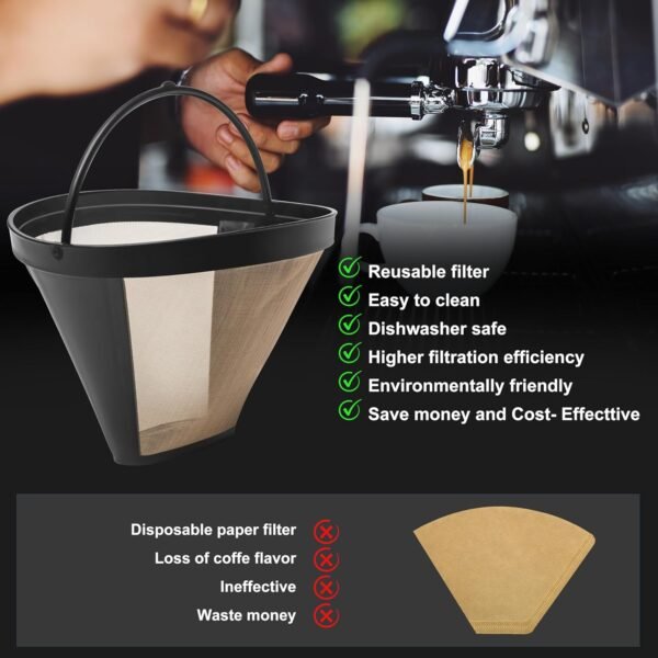 Reusable #4 Cone Coffee Filter Basket for Cuisinart Coffee Makers Cuisinart Coffee Accessories - 1 Pack Permanent Replacement for Cuisinart Coffee Brewers - Image 5