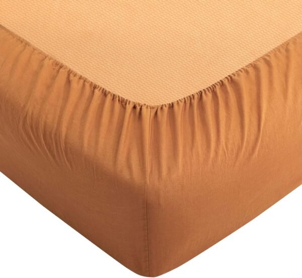 ATLINIA Bedding Linen Sheets Set Bed - 100% French Linen Sheets King Size Organic Flax Bedding Farmhouse Boho Style - Deep Pocket Fitted Sheet & Flat Sheet & 2 Pillowcases (Rust, King) - Image 7