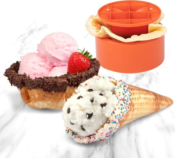 MasterChef Waffle Cone and Bowl Maker- Includes Shaper Roller and Bowl Press- Homemade Ice Cream Cone Baking Cookie Iron Machine, Fun Kitchen Appliance for Sundae Parties & Holiday Gift Giving - Image 4